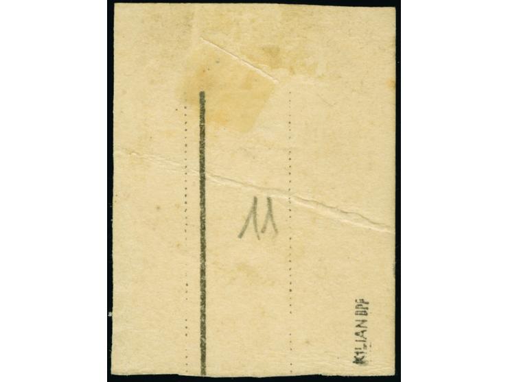 Handstempel 20 Pfennig mit Stempel “K.D.FELD.POSTSTATION No. 8 23.5.” auf Briefstück, die farbfrische Marke hat links eine le