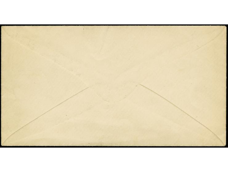 1875, envelope 10 c. grey on white paper (77:145mm). Essay by Brück. Very fine and rare.