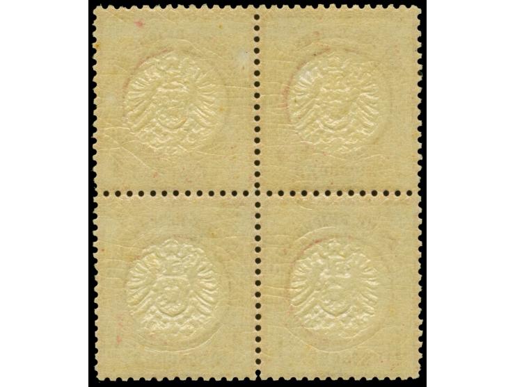 1 Gr. karmin, Viererblock, farbfrisch und sehr gut geprägt, gut gezähnt und zentriert, postfrisch, tadellos, unsigniert, Foto