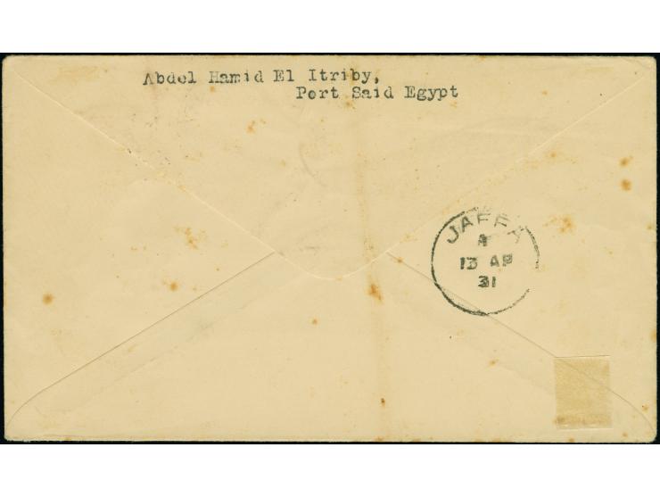 1931, Landungsfahrt nach Ägypten, ägyptische Post, Palästina-Rundfahrt mit Sonderstempel “PORT SAID” und deutschen Bestätigun