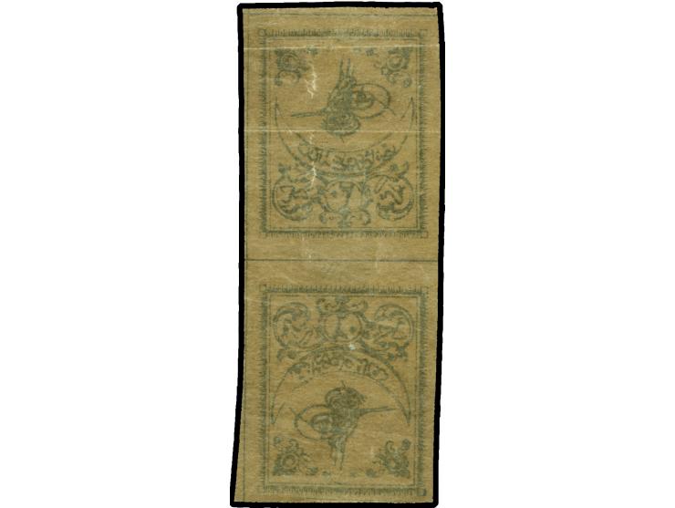 1863, 20 pa. light brown postage due tete-beche pair without blue border print, unused with original gum, full to wide margin