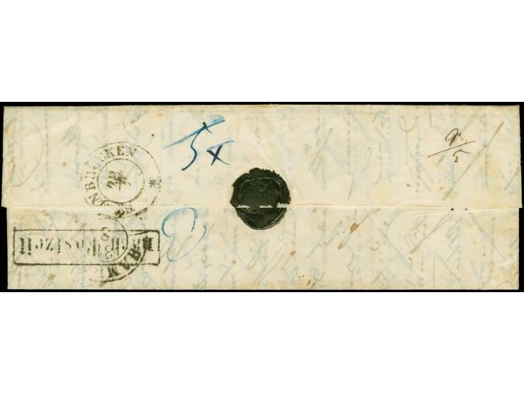 1854, schmaler Faltbrief ab “GURKFELD 28/8” mit Leitvermerk “par Vienne…", über Hamburg mit Schmetterlingsstempel “HAMBURG 1 