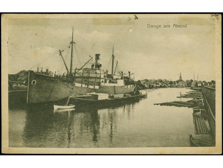 1923, 24Werte 15C. auf 50M. sowie 25C. auf 400M., mit auf- und nebengesetztem Stempel “KLAIPEDA 25.V.24” auf Ansichtskarte “D