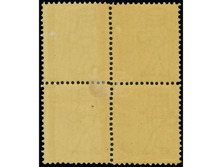 1899-1901, 3 d. bistre-yellow, variety “inverted watermark V over Crown”, perf 12½, a fine block of four, mint hinged og.
