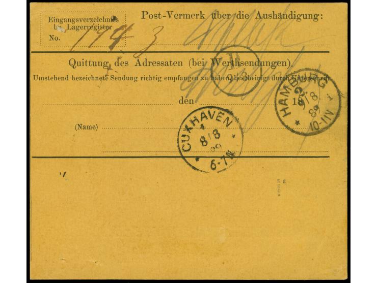 50 Pfennig grün/dunkellilakarmin, sehr schön farbfrisch, normal gezähnt, sauber mit Rundstempel "HELIGOLAND AU 8 1889" auf Pa