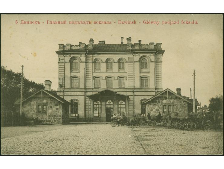 “DVINSK POLIGON VITEB. 4 VII 1911” DVINSK ARTILLERY POLIGON temporary cds. tying a 4 k., to postcard to St Petersburg, a furt