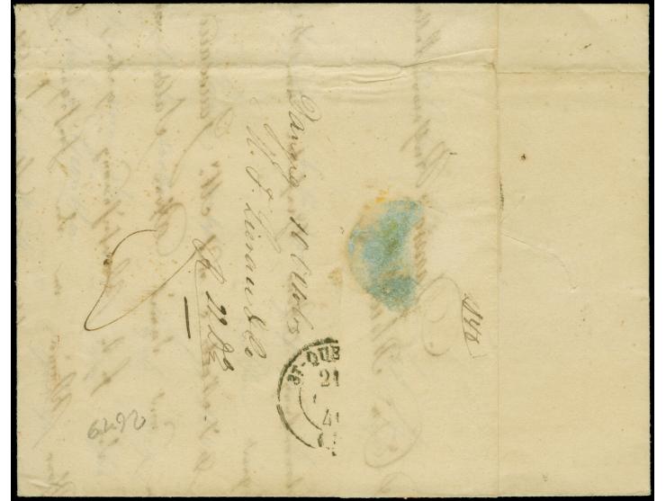 1840, kompletter Faltbrief mit DKr. “DANZIG 13.10.” mit schwarzem L1 “CPR 5” und seltenem roten Ra3 “PRUSSE PAR GIVET” Van de