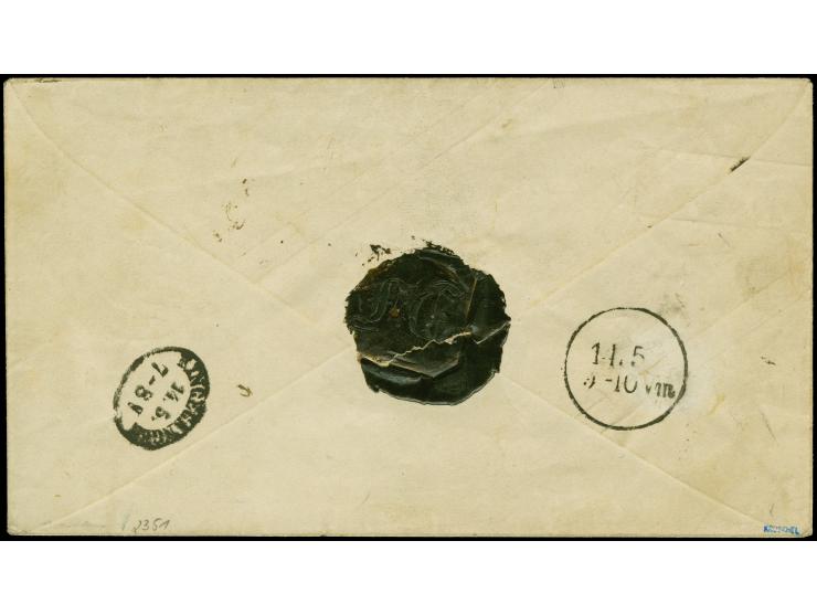 1852, Oktogon-Umschlag 4 Silbergroschen mit Rahmenstempel “TIEGENOF 12.5.” und handschriftlichem Vermerk “Eingezahlt 2 (zwei)