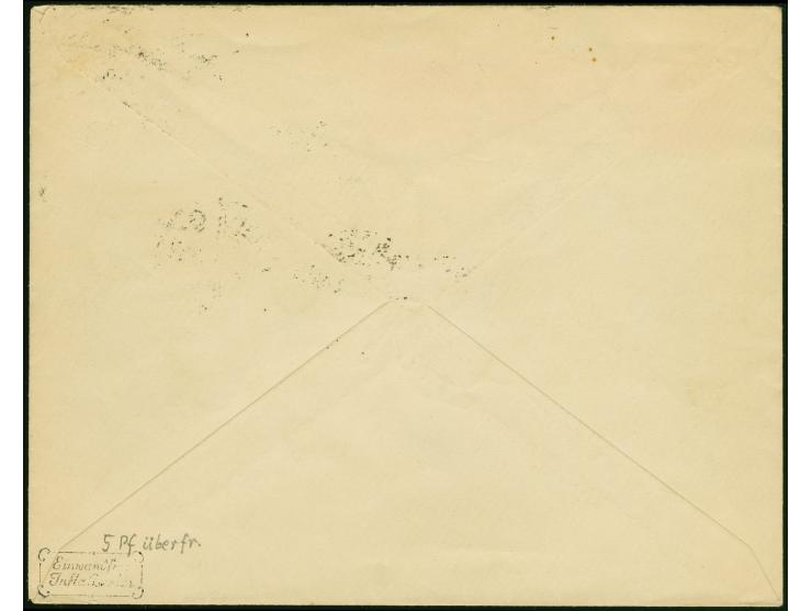 1920, Bayern-Abschied 15 Pfennig im senkrechten Rand-Dreierstreifen je mit Stempel “DANZIG *1t 31.5.20” auf um 5 Pfennig über