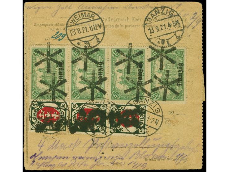 1,25 Mark dunkelopalgrün, zwei Einzelmarken und im senkrechten Viererstreifen sowie Staatswappen 50 Pfennig im senkrechten Dr