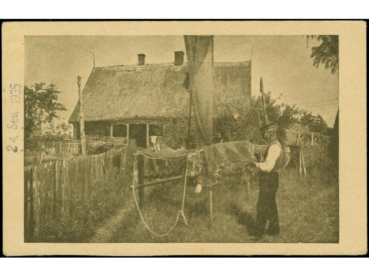 1934, halbamtliche Sonderkarte WHW 10 Pfennig “Ältestes Fischerhaus bei Bohnsack” bedarfsgebraucht mit Maschinenstempel “DANZ