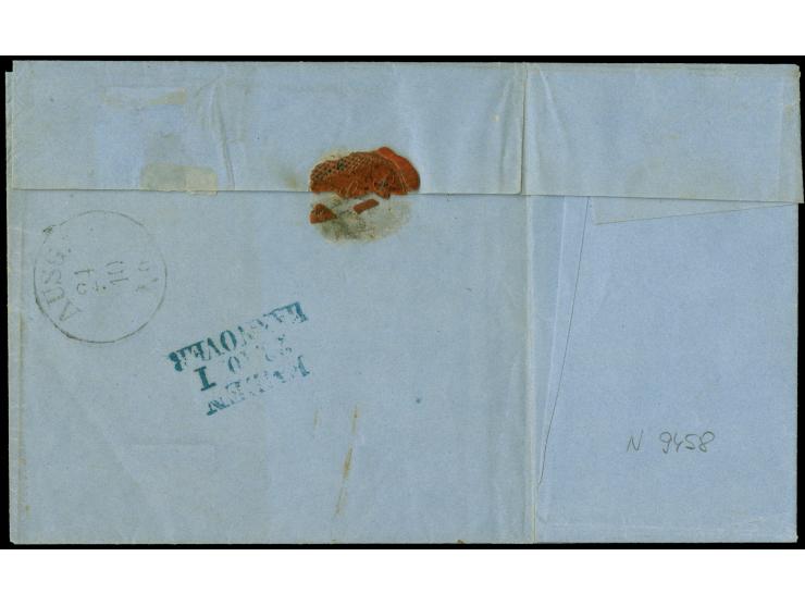 1/15 Th., voll- bis breitrandiges linkes Randstück mit Bordüre, mit sauber auf- und nebengesetztem Ra2 "MEPPEN 23.OCT." auf B