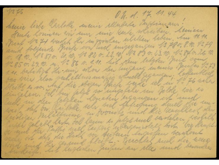 ALDERNEY: 1944, Front-Heimat, Feldpostkarte eines Soldaten bei Feldpostnummer (Stab, Mar. Art. Abt. 605, Zoll Kommissariat Al