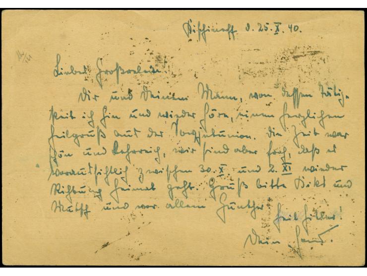 1940, Briefstempel “Der Deutsche Verschiffungsbevollmächtigte” auf UdSSR Ganzsachenkarte 10 Kopeken mit Zufrankatur 30, 50 un