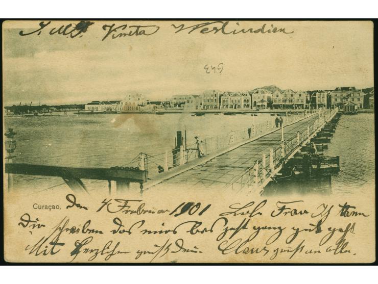 1889, Numerals 2 cent lilac, 2½ cent light green and 3 cent light brown, tied by violet transit cds. LA GUAIRA 11 MAR 1901" t