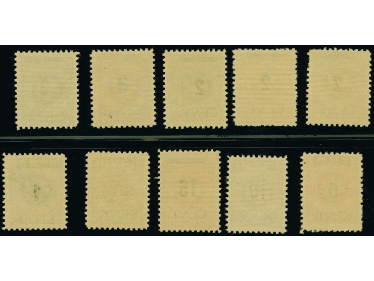 1923, Blockziffern 2C. auf 10M. - 1 L. auf 1000 M., postfrisch, Mi.-Nr. 183 Zahnfehler, 187 verkürzter Zahn, sonst tadellos, 
