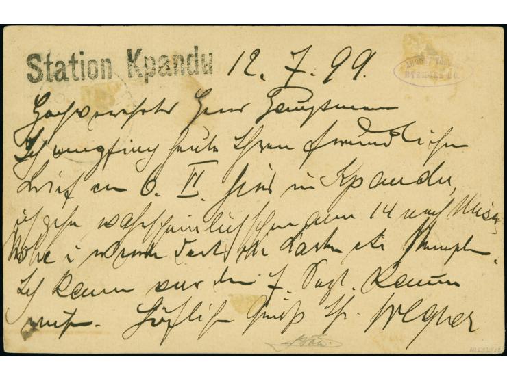 "STATION MISAHÖHE TOGOGEBIET 15 7 99" nebengesetzt auf Ganzsachenkarte 10 Pfg., mit Stempel "LOME 15/7 99" und rückseitigem L