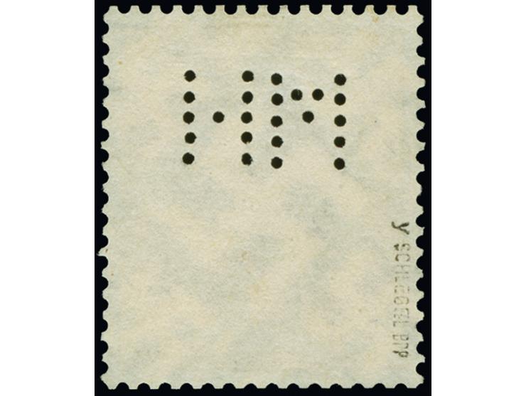 1933, Hindenburg 3 Pfg. mit Wasserzeichen “Schenkel nach rechts”, mit Perfin MH, sauber mit Maschinenstempel entwertet, winzi