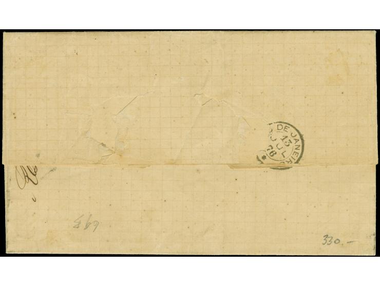 1875, 50 Pfennige gelbgrau im senkrechten Paar je mit klarem EKr. “HAMBURG 1 *a 2.6.76” als tarifgerechte Mehrfachfrankatur a