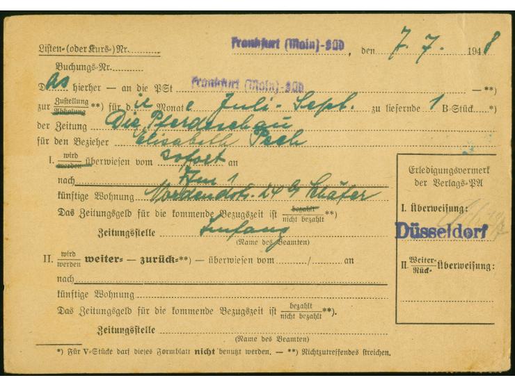 1948, Netz auf Arbeiter 10 Pfg. im senkrechten 8er-Block mit Stempel “FRANKFURT 16.7.48” als tarifgerechte Mehrfachfrankatur 