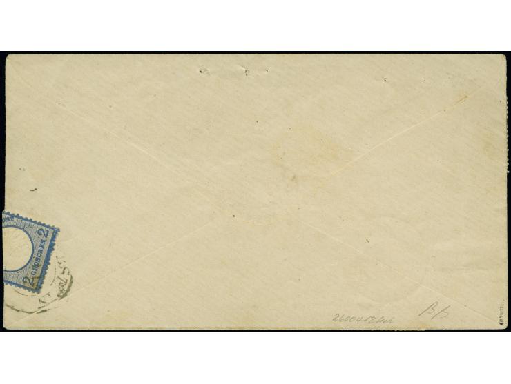 10 Gr. gelblichgrau, zwei Einzelmarken in Mischfrankatur mit drei Einzelwerten NDP 30 Gr. grauultramarin je mit handschriftli