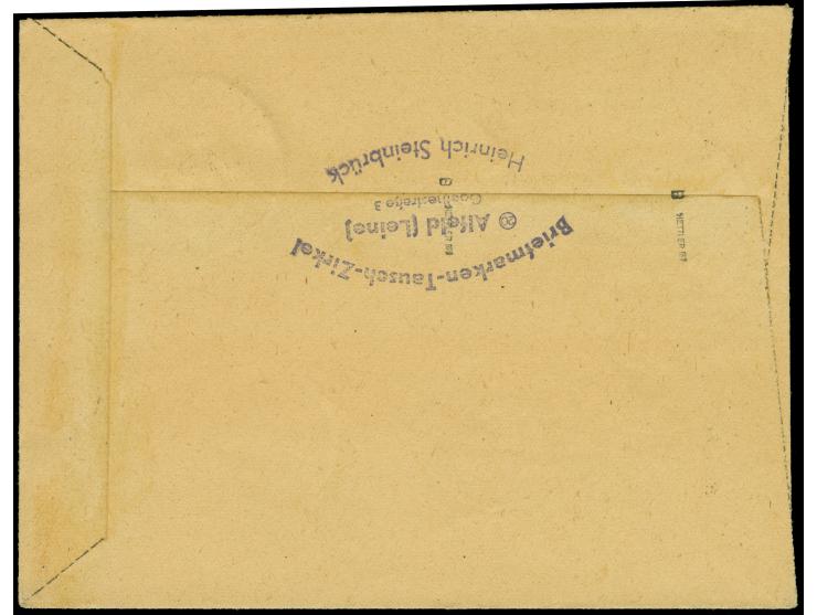 1946, Am Post 1 Pfg deutscher Druck im Oberrand-Dreierstreifen und Einzelmarke als seltene MeF auf Drucksache ab ALFELD 27.1.