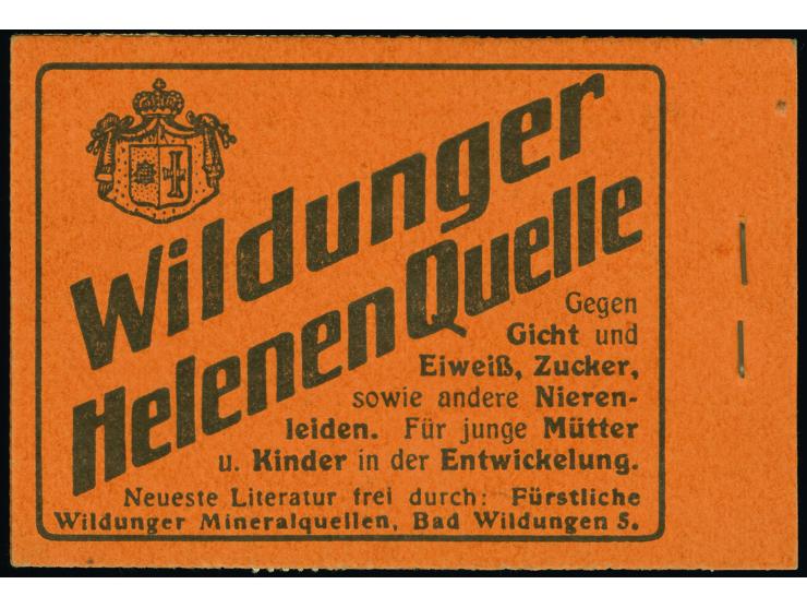 1911/12, Germania Markenheftchen 2 Mark mit ONr. “6A” und nicht durchgezähnten Heftchenblatträndern, mit Teilinhalt, u.a. S1.