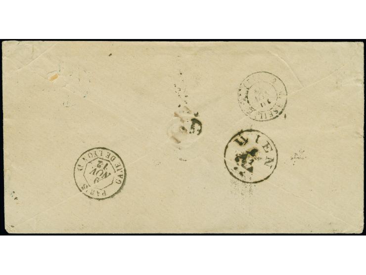 1 k. black/yellow, 3 k. black/green and 10 k. brown/blue horizontal pair, fresh colours, tied by cds “ODESSA 23 OCT. 1872” to