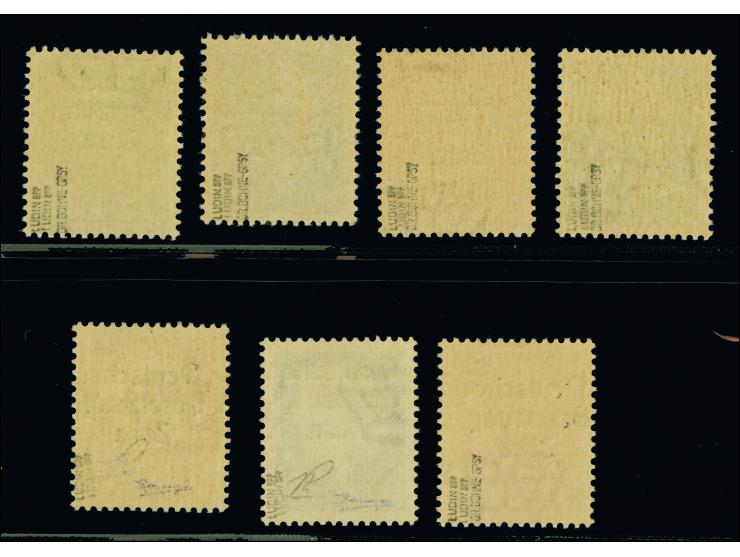 1943, 15-30 Pfg. sowie 75 Pfg. und 1,25-1,75L., je mit Aufdruckfehler “Besetzuag”, postfrisch, tadellos, u.a. sign. Ludin BPP