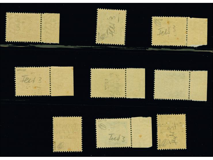 1943, 10-30C. sowie 75C.-1,75L., einheitlich mit Aufdruckfehler “oberer Bogen des B von Besetzung fehlt”, meist Oberrandstück