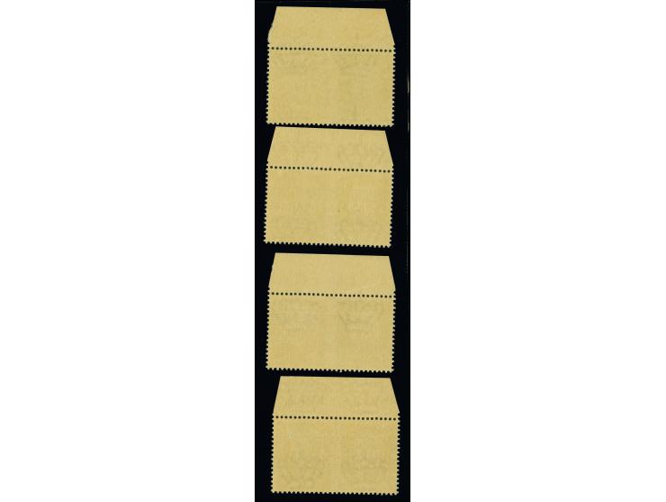 1943, 30C. mit Propagandafeld 1-4, einheitliche Oberrandstücke in Type I, Felder 5-6, postfrisch, tadellos