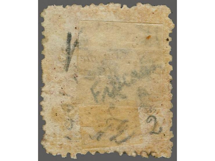 Postal Fiscal Stamps 1863-80 2s. 6d. carmine, watermark double-lined "1", irregular shifted perf 12, used with ms. cancel, fi