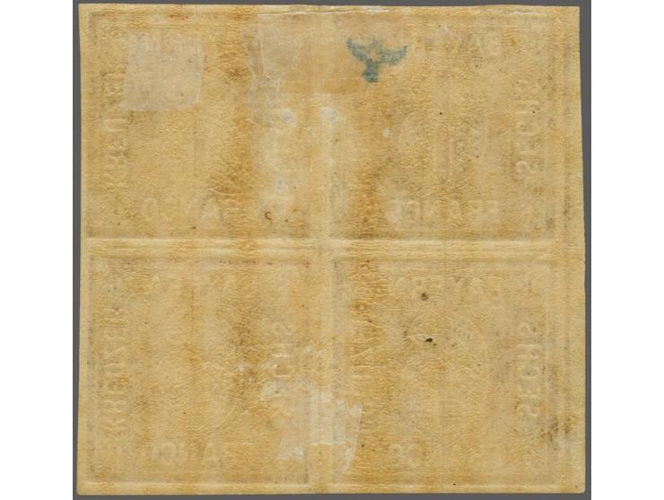 1860, 6 Kreuzer rotbraun, Platte 3, ungebrauchter Viererblock, farbfrisch und voll- bis breitrandig, seitlich mit schmalem Bo
