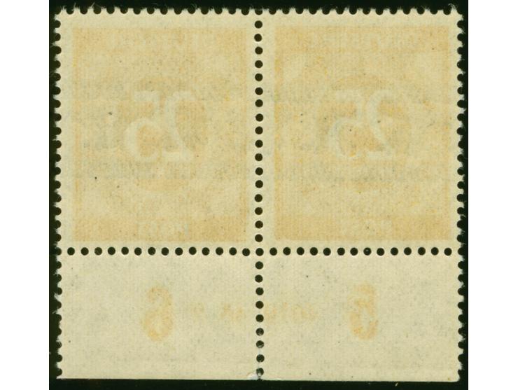 25 Pfg., im waagerechten Unterrandpaar mit HAN “4019.46 2”, postfrisch und einwandfrei, im Rand fünf Zähne angetrennt, im Mic