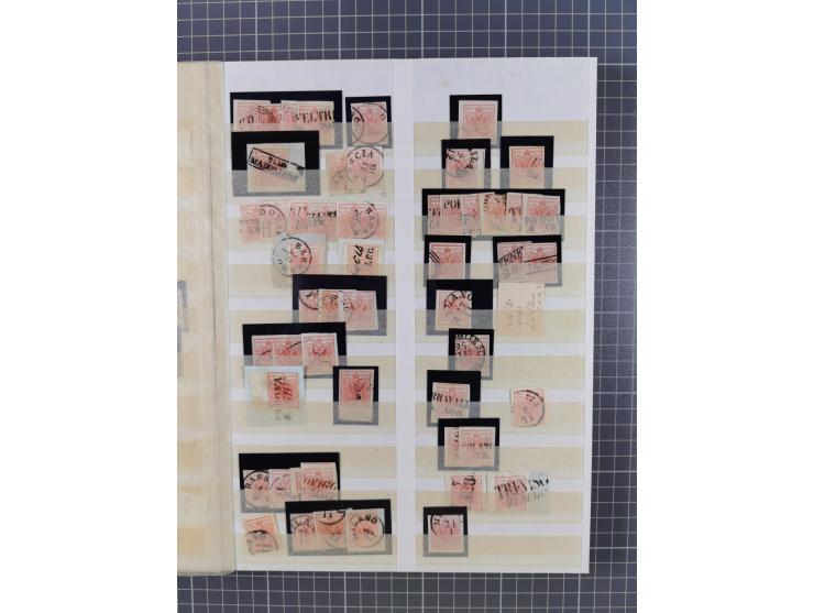 1850/64, interessante Partie von einigen hundert gestempelten Werten, dabei Mi. 1 (23), 2 (25), 6 (19), 7(9), 14(13), etc.