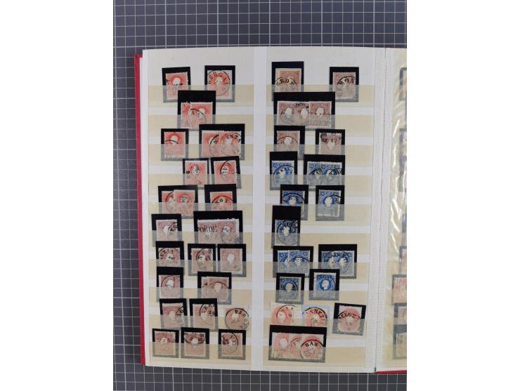 1850/64, interessante Partie von einigen hundert gestempelten Werten, dabei Mi. 1 (23), 2 (25), 6 (19), 7(9), 14(13), etc.