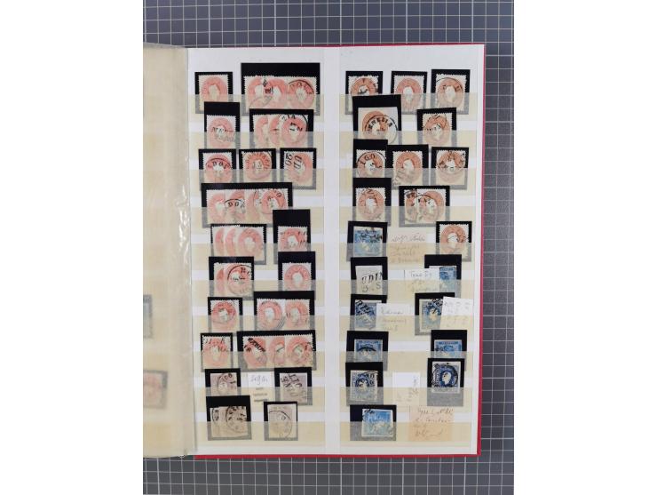 1850/64, interessante Partie von einigen hundert gestempelten Werten, dabei Mi. 1 (23), 2 (25), 6 (19), 7(9), 14(13), etc.