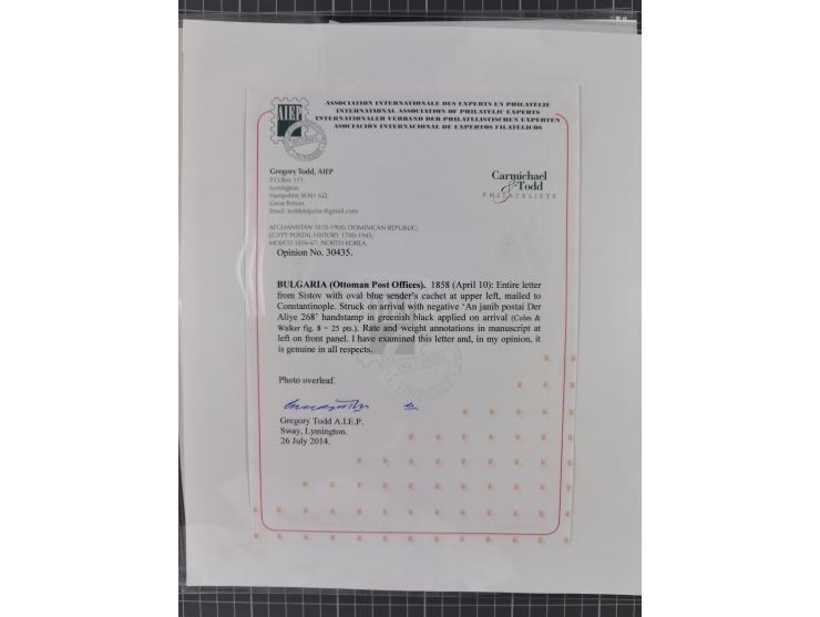 BULGARIA: 1845/76 (ca.), almost 120 covers, letters and postal forms with a variety of postal and official seal cancels, incl