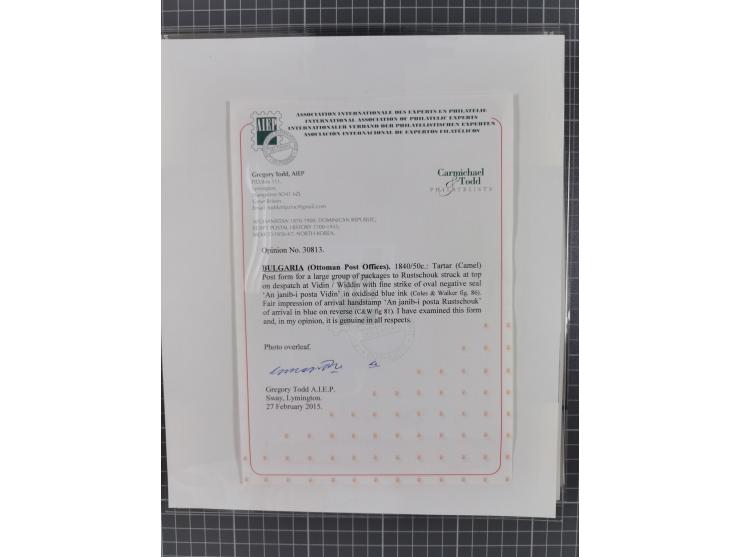 BULGARIA: 1845/76 (ca.), almost 120 covers, letters and postal forms with a variety of postal and official seal cancels, incl