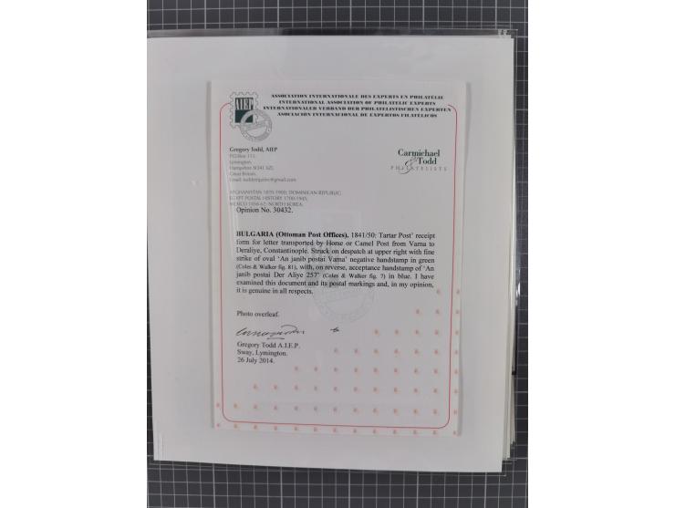 BULGARIA: 1845/76 (ca.), almost 120 covers, letters and postal forms with a variety of postal and official seal cancels, incl