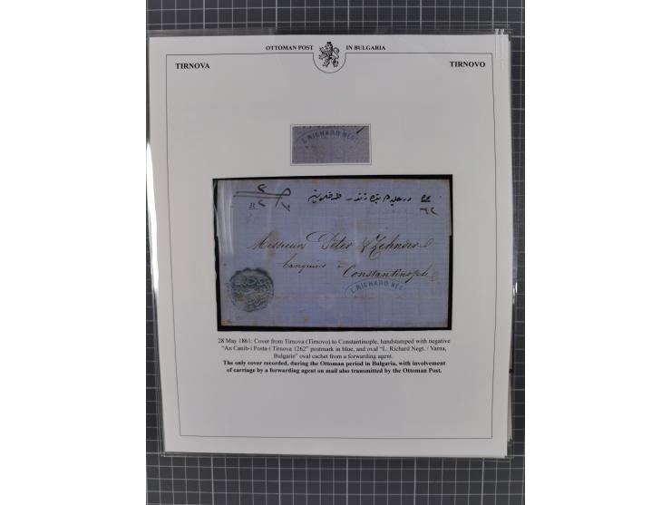 BULGARIA: 1845/76 (ca.), almost 120 covers, letters and postal forms with a variety of postal and official seal cancels, incl