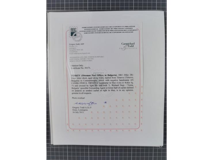 BULGARIA: 1845/76 (ca.), almost 120 covers, letters and postal forms with a variety of postal and official seal cancels, incl