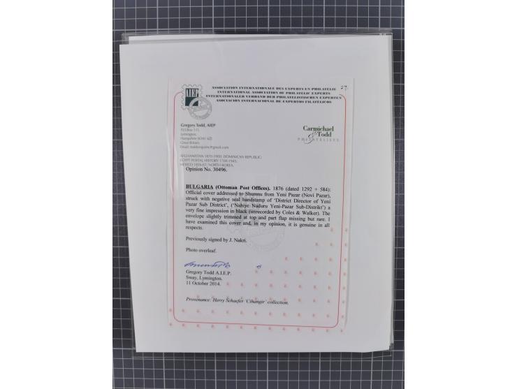 BULGARIA: 1845/76 (ca.), almost 120 covers, letters and postal forms with a variety of postal and official seal cancels, incl