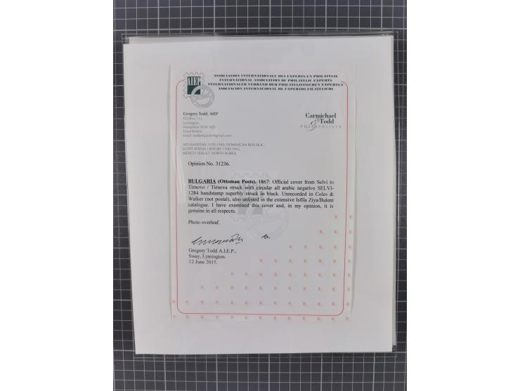 BULGARIA: 1845/76 (ca.), almost 120 covers, letters and postal forms with a variety of postal and official seal cancels, incl