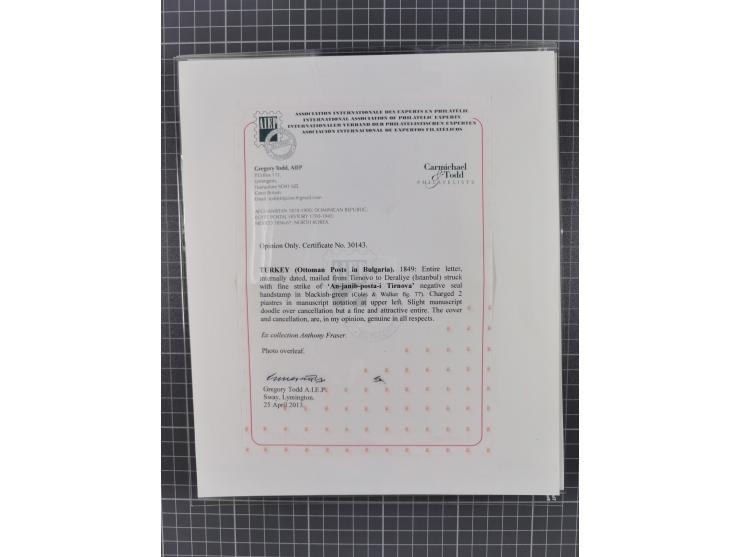 BULGARIA: 1845/76 (ca.), almost 120 covers, letters and postal forms with a variety of postal and official seal cancels, incl