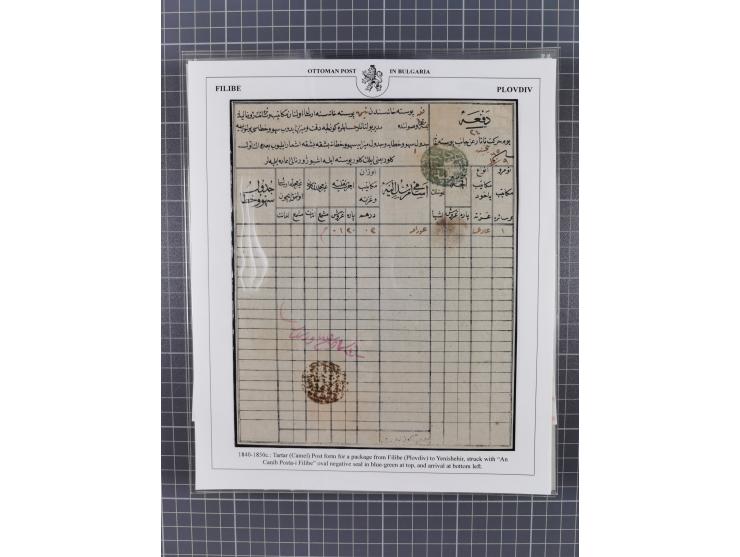 BULGARIA: 1845/76 (ca.), almost 120 covers, letters and postal forms with a variety of postal and official seal cancels, incl