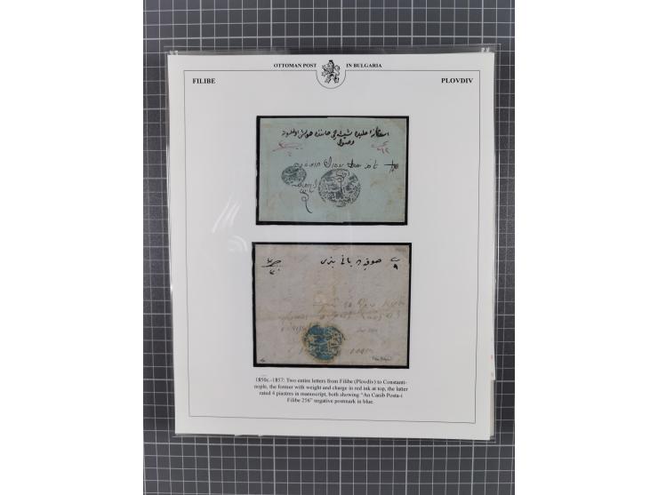 BULGARIA: 1845/76 (ca.), almost 120 covers, letters and postal forms with a variety of postal and official seal cancels, incl