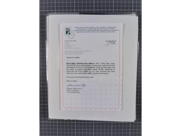 BULGARIA: 1845/76 (ca.), almost 120 covers, letters and postal forms with a variety of postal and official seal cancels, incl