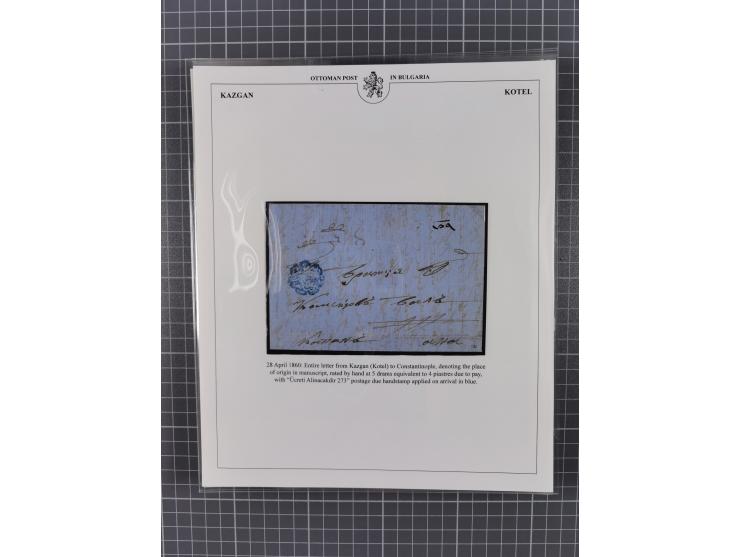 BULGARIA: 1845/76 (ca.), almost 120 covers, letters and postal forms with a variety of postal and official seal cancels, incl