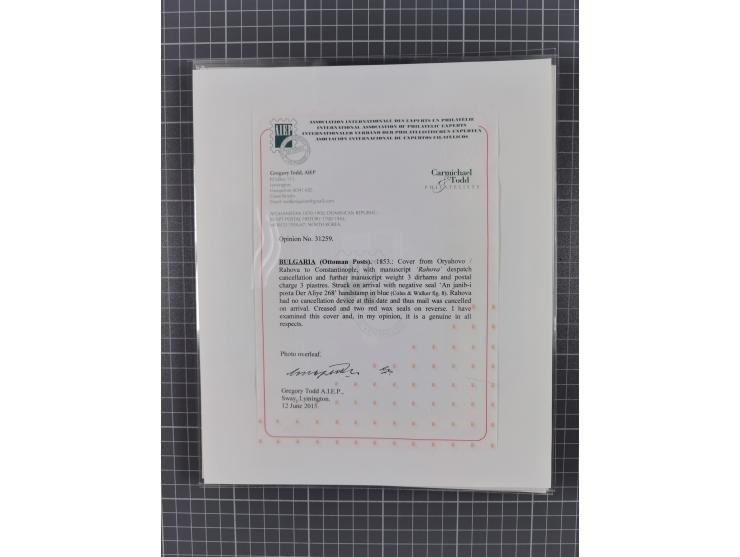 BULGARIA: 1845/76 (ca.), almost 120 covers, letters and postal forms with a variety of postal and official seal cancels, incl